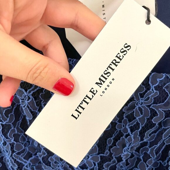 NWT Little Mistress Lace Detail Midaxi Dress in Navy Size US 6 - Picture 5 of 9